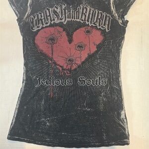 Crash & Burn Black Graphic Tee with Pink Accent